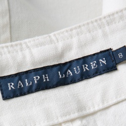 Pre Owned Ralph Lauren Off White Cotton Side Button Detail Pencil Skirt M