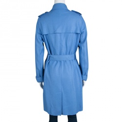 Pre Owned Tommy Hilfiger Blue Wool Double Breasted Belted Overcoat L