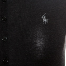 Pre Owned Ralph Lauren Grey Stretch Rib Knit Logo Embroidered Fitted Polo T-Shirt XS