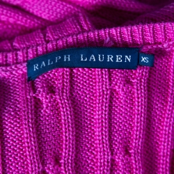 Pre Owned Ralph Lauren Pink Cable Knit V Neck Pullover XS