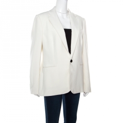 Pre Owned Ralph Lauren Natural White Crepe Wool Portia Blazer L
