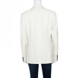 Pre Owned Ralph Lauren Natural White Crepe Wool Portia Blazer L