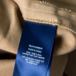 Pre Owned Ralph Lauren Tan Brown Cotton Leather Trim Wrap Skirt S