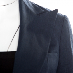 Pre Owned Ralph Lauren Navy Blue Linen Tailored Blazer S