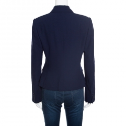 Pre Owned Ralph Lauren Collection Navy Blue Wool Cropped Racquel Jacket M