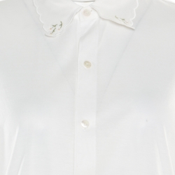 Ralph Lauren White Cotton Floral Embroidered Long Sleeve Shirt L