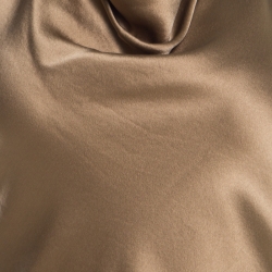 Pre Owned Ralph Lauren Gold Satin Draped Cowl Neck Halter Mini Dress M