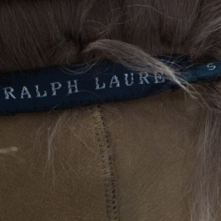 Pre Owned Ralph Lauren Brown Lamb Fur Toggle Closure Detail Shawl Lapel Vest S