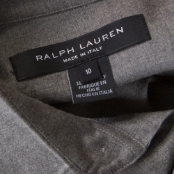 Pre Owned Ralph Lauren Grey Wool Long Sleeve Shirt Dress M