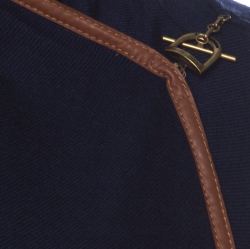 Pre Owned Ralph Lauren Navy Blue Cashmere Blend Leather Trim Wrap Cardigan XL