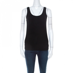Pre Owned Ralph Lauren Black Panelled Jersey Sleeveless Tank Top S