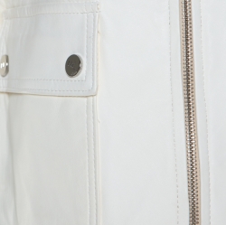 Pre Owned Ralph Lauren White Leather Ruched Waist Cropped Jacket S