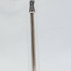 Pre Owned Ralph Lauren White Leather Ruched Waist Cropped Jacket S