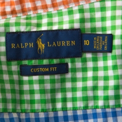 Pre Owned Ralph Lauren Multicolor Fun Gingham Check Oxford Cotton Custom Fit Shirt L