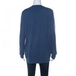Pre Owned Ralph Lauren Blue Cashmere Blend Boyfriend Fit Cardigan XL