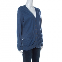 Pre Owned Ralph Lauren Blue Cashmere Blend Boyfriend Fit Cardigan XL