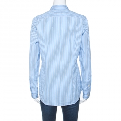 Pre Owned Ralph Lauren Blue & White Striped Cotton Long Sleeve Shirt L