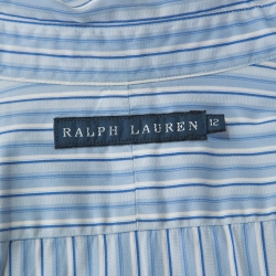 Pre Owned Ralph Lauren Blue & White Striped Cotton Long Sleeve Shirt L
