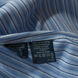Pre Owned Ralph Lauren Blue & White Striped Cotton Long Sleeve Shirt L