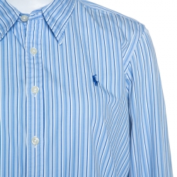 Pre Owned Ralph Lauren Blue & White Striped Cotton Long Sleeve Shirt L
