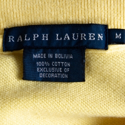 Pre Owned Ralph Lauren Yellow Cotton Pique Short Sleeve Dress M