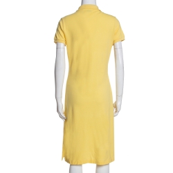 Pre Owned Ralph Lauren Yellow Cotton Pique Short Sleeve Dress M