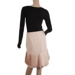 Pre Owned Ralph Lauren Pleated Pink Taffeta Skirt M