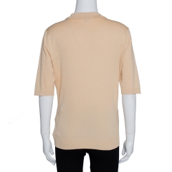 مملوكة مسبقًا Ralph Lauren Beige Logo Embroidered Cotton Polo T-Shirt L