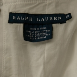 Pre Owned Ralph Lauren White Cotton Flared Box-Pleated Dress L