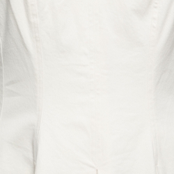 Pre Owned Ralph Lauren White Cotton Flared Box-Pleated Dress L