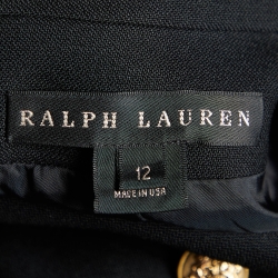 Pre Owned Ralph Lauren Black Wool Double Breasted Coat L