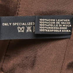 Pre Owned Ralph Lauren Brown Embossed Leather Round-neck Jacket M