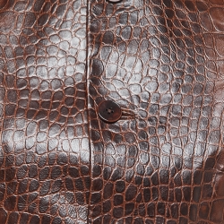 Pre Owned Ralph Lauren Brown Embossed Leather Round-neck Jacket M