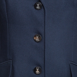 مملوكة مسبقًا Ralph Lauren Navy Blue Patterned Wool Single Breasted Blazer L