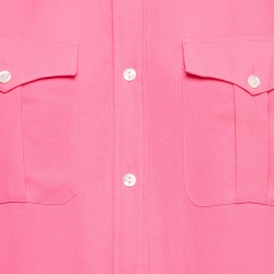 Pre Owned Ralph Lauren Pink Crepe Pocket Detail Shirt M