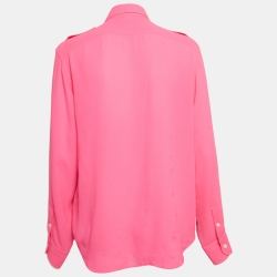 Pre Owned Ralph Lauren Pink Crepe Pocket Detail Shirt M