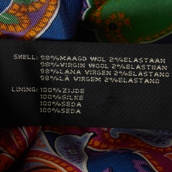 Pre Owned Ralph Lauren Navy Blue Paisley Print Lined Wool Single Breasted Blazer M