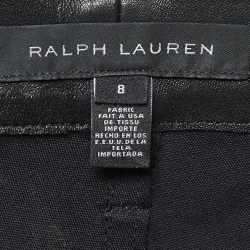 Pre Owned Ralph Lauren Black Leather Skinny Trousers M