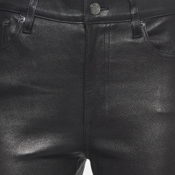 Pre Owned Ralph Lauren Black Leather Skinny Trousers M