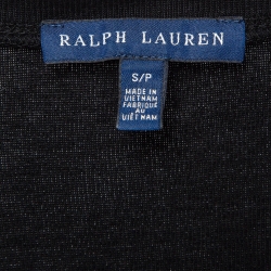 Pre Owned Ralph Lauren Black Cotton Knit V-Neck T-Shirt S