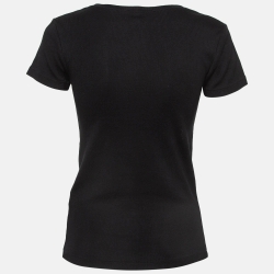 Pre Owned Ralph Lauren Black Cotton Knit V-Neck T-Shirt S