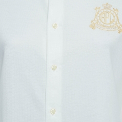 مملوكة مسبقًا Ralph Lauren White Logo Embroidered Cotton Knit Shirt L