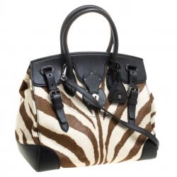 Pre Owned Ralph Lauren Tri Color Calf Hair Soft Leather Ricky Tote