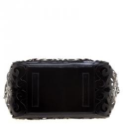 Pre Owned حقيبة يد رالف لورين سكرول فاشيتا جلد سوداء