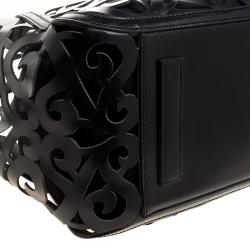 Pre Owned حقيبة يد رالف لورين سكرول فاشيتا جلد سوداء