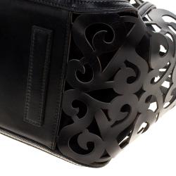 Pre Owned حقيبة ي د رالف لورين سكرول فاشيتا جلد سوداء