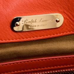 Pre Owned Ralph Lauren Red Orange Leather Hunting Messenger Bag