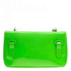Pre Owned Ralph Lauren Neon Green Patent Leather Ricky Chain Shoulder Bag