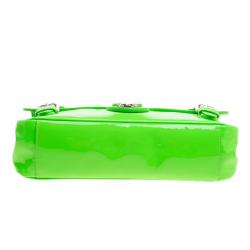 Pre Owned Ralph Lauren Neon Green Patent Leather Ricky Chain Shoulder Bag