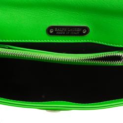 Pre Owned Ralph Lauren Neon Green Patent Leather Ricky Chain Shoulder Bag